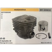 CILINDRO COMPLETO DI PISTONE E SEGMENTI BRUMAR  HUSQVARNA MOTOSEGHE 50 51 55    Ø 45 D.Spinotto 10 Pist Cpl BM 011681