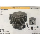 CILINDRO COMPLETO DI PISTONE E SEGMENTI BRUMAR  HUSQVARNA MOTOSEGHE 362 371 372    Ø 47 D.Spinotto 12 Pist Cpl BM 011671