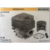 CILINDRO COMPLETO DI PISTONE E SEGMENTI BRUMAR  HUSQVARNA MOTOSEGHE 262 262XP    Ø 48 D.Spinotto 12 Pist Cpl BM 011670