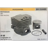 CILINDRO COMPLETO DI PISTONE E SEGMENTI BRUMAR  HUSQVARNA MOTOSEGHE 365 (tipo vecchio)    Flangia quadra  Ø 48 D.Spinotto 12 Pist Cpl BM 011673