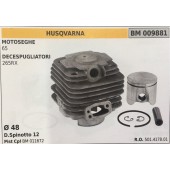 CILINDRO COMPLETO DI PISTONE E SEGMENTI BRUMAR  HUSQVARNA MOTOSEGHE 65 DECESPUGLIATORI 265RX    Ø 48 D.Spinotto 12 Pist Cpl BM 011672