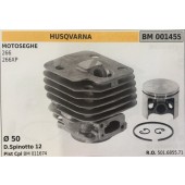 CILINDRO COMPLETO DI PISTONE E SEGMENTI BRUMAR  HUSQVARNA MOTOSEGHE 266 266XP    Ø 50 D.Spinotto 12 Pist Cpl BM 011674