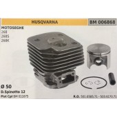 CILINDRO COMPLETO DI PISTONE E SEGMENTI BRUMAR  HUSQVARNA MOTOSEGHE 268 268S 268K    Ø 50 D.Spinotto 12 Pist Cpl BM 011675