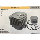 CILINDRO COMPLETO DI PISTONE E SEGMENTI BRUMAR  HUSQVARNA MOTOSEGHE 362 371 371K 372    Ø 50 D.Spinotto 12 Pist Cpl BM 019550