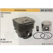 CILINDRO COMPLETO DI PISTONE E SEGMENTI BRUMAR  HUSQVARNA MOTOSEGHE 385 390    Ø 54 D.Spinotto 13