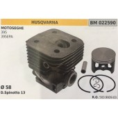 CILINDRO COMPLETO DI PISTONE E SEGMENTI BRUMAR  HUSQVARNA MOTOSEGHE 395 395EPA    Ø 58 D.Spinotto 13