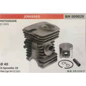 CILINDRO COMPLETO DI PISTONE E SEGMENTI BRUMAR  JONSERED MOTOSEGHE JO 2041    Ø 40 D.Spinotto 10 Pist Cpl BM 011661