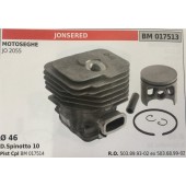 CILINDRO COMPLETO DI PISTONE E SEGMENTI BRUMAR  JONSERED MOTOSEGHE JO 2055    Ø 46 D.Spinotto 10 Pist Cpl BM 017514