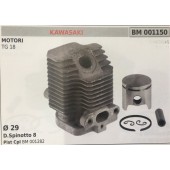 CILINDRO COMPLETO DI PISTONE E SEGMENTI BRUMAR  KAWASAKI MOTORI TG 18    Ø 29 D.Spinotto 8 Pist Cpl BM 001282