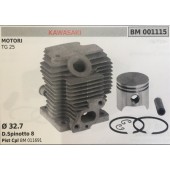CILINDRO COMPLETO DI PISTONE E SEGMENTI BRUMAR  KAWASAKI MOTORI TG 25    Ø 32.7 D.Spinotto 8 Pist Cpl BM 011691