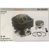 CILINDRO COMPLETO DI PISTONE E SEGMENTI BRUMAR  KAWASAKI MOTORI TH 26    Ø 34 D.Spinotto 8 Pist Cpl BM 011694
