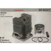 CILINDRO COMPLETO DI PISTONE E SEGMENTI BRUMAR  KAWASAKI MOTORI TD 33 Carb. a membrana    Ø 37 D.Spinotto 9 Pist Cpl BM 003692