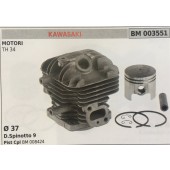 CILINDRO COMPLETO DI PISTONE E SEGMENTI BRUMAR  KAWASAKI MOTORI TH 34    Ø 37 D.Spinotto 9 Pist Cpl BM 008424