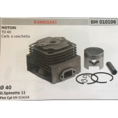 CILINDRO COMPLETO DI PISTONE E SEGMENTI BRUMAR  KAWASAKI MOTORI TD 40 Carb. a vaschetta    Ø 40 D.Spinotto 11 Pist Cpl BM 004049