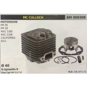 CILINDRO COMPLETO DI PISTONE E SEGMENTI BRUMAR  MC CULLOCH MOTOSEGHE PM 36 PM 38 MAC 538E MAC 539E CALIFORNIA 42cc    Ø 40 D.Spinotto 9 Pist Cpl BM 011710