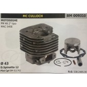 CILINDRO COMPLETO DI PISTONE E SEGMENTI BRUMAR  MC CULLOCH MOTOSEGHE PM 46 2° tipo MAC 545E    Ø 43 D.Spinotto 12 Pist Cpl BM 011702