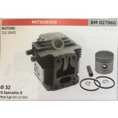 CILINDRO COMPLETO DI PISTONE E SEGMENTI BRUMAR  MITSUBISHI MOTORI TLE 24VD    Ø 32 D.Spinotto 8 Pist Cpl BM 027965
