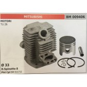 CILINDRO COMPLETO DI PISTONE E SEGMENTI BRUMAR  MITSUBISHI MOTORI TU 26    Ø 33 D.Spinotto 8 Pist Cpl BM 011715