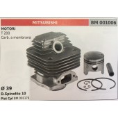 CILINDRO COMPLETO DI PISTONE E SEGMENTI BRUMAR  MITSUBISHI MOTORI T 200 Carb. a membrana    Ø 39 D.Spinotto 10 Pist Cpl BM 001179