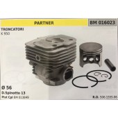 CILINDRO COMPLETO DI PISTONE E SEGMENTI BRUMAR  PARTNER TRONCATORI K 950    Ø 56 D.Spinotto 13 Pist Cpl BM 013849
