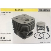 CILINDRO COMPLETO DI PISTONE E SEGMENTI BRUMAR  PARTNER TRONCATORI K 1260    decompressore  Ø 60 D.Spinotto 13