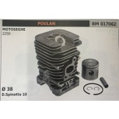 CILINDRO COMPLETO DI PISTONE E SEGMENTI BRUMAR  POULAN MOTOSEGHE 2250    Ø 38 D.Spinotto 10