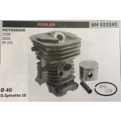 CILINDRO COMPLETO DI PISTONE E SEGMENTI BRUMAR  POULAN MOTOSEGHE 2500 2600 PP 255    Ø 40 D.Spinotto 10