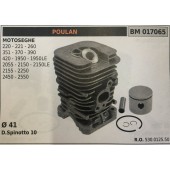 CILINDRO COMPLETO DI PISTONE E SEGMENTI BRUMAR  POULAN MOTOSEGHE 220 - 221 - 260 351 - 370 - 390 420 - 1950 - 1950LE 2055 - 2150 - 2150LE 2155 - 2250 2450 - 2550    Ø 41 D.Spinotto 10
