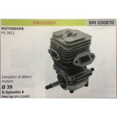 CILINDRO COMPLETO DI PISTONE E SEGMENTI BRUMAR  PROGREEN MOTOSEGHE PG 3612    completo di albero motore  Ø 39 D.Spinotto 8 Pist Cpl BM 030860