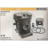 CILINDRO COMPLETO DI PISTONE E SEGMENTI BRUMAR STIHL MOTOSEGHE MS 180 MS 181    Ø 38 D. Spinotto 10 Pist Cpl BM 013836