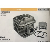CILINDRO COMPLETO DI PISTONE E SEGMENTI BRUMAR STIHL MOTOSEGHE MS 200 MS 200T    Ø 40 D. Spinotto 9