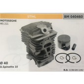 CILINDRO COMPLETO DI PISTONE E SEGMENTI BRUMAR STIHL MOTOSEGHE MS 211    Ø 40 D. Spinotto 10