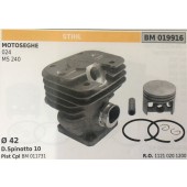 CILINDRO COMPLETO DI PISTONE E SEGMENTI BRUMAR STIHL MOTOSEGHE 024 MS 240    Ø 42 D. Spinotto 10 Pist Cpl BM 011731