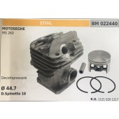 CILINDRO COMPLETO DI PISTONE E SEGMENTI BRUMAR STIHL MOTOSEGHE MS 260    Decompressore  Ø 44.7 D. Spinotto 10