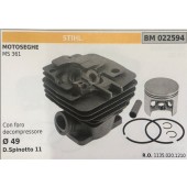 CILINDRO COMPLETO DI PISTONE E SEGMENTI BRUMAR STIHL MOTOSEGHE MS 361    con foro decompressore  Ø 49 D. Spinotto 11