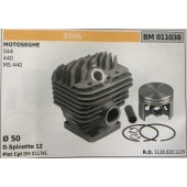 CILINDRO COMPLETO DI PISTONE E SEGMENTI BRUMAR STIHL MOTOSEGHE 044 440 MS 440    Ø 50 D. Spinotto 12 Pist Cpl BM 011741
