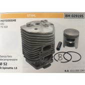 CILINDRO COMPLETO DI PISTONE E SEGMENTI BRUMAR STIHL MOTOSEGHE 051 TS 510    senza foro decompressore  Ø 52 D. Spinotto 13