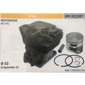 CILINDRO COMPLETO DI PISTONE E SEGMENTI BRUMAR STIHL MOTOSEGHE MS 441    Ø 52 D. Spinotto 12