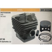CILINDRO COMPLETO DI PISTONE E SEGMENTI BRUMAR STIHL MOTOSEGHE 066 MS 660    Ø 56 D. Spinotto 12