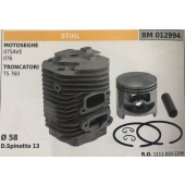 CILINDRO COMPLETO DI PISTONE E SEGMENTI BRUMAR STIHL MOTOSEGHE 075AVE 076 TRONCATORI TS 760    Ø 58 D. Spinotto 13