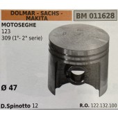 BRUMAR PISTONE COMPLETO DOLMAR - SACHS - MAKITA MOTOSEGHE 123 309 (1° - 2° serie)  Ø 47 D.Spinotto 12  R.O. 122.132.100