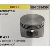 BRUMAR PISTONE COMPLETO DUCAR GENERATORI D 1000i  Ø 43.1 2 Segmenti + raschiaolio D.Spinotto 10  R.O. -