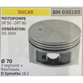 BRUMAR PISTONE COMPLETO DUCAR MOTOPOMPE DP 50 - DPT 80 GENERATORI DG 3000  Ø 70 2 Segmenti + raschiaolio D.Spinotto 18.2  R.O. -