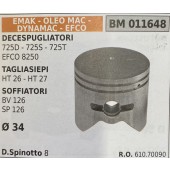 BRUMAR PISTONE COMPLETO EMAK - OLEO MAC - DYNAMAC - EFCO DECESPUGLIATORI 725D - 725S - 725T EFCO 8250 TAGLIASIEPI HT 26 - HT 27 SOFFIATORI BV 126 SP 126  Ø 34 D.Spinotto 8  R.O. 610.70090