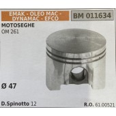 BRUMAR PISTONE COMPLETO EMAK - OLEO MAC - DYNAMAC - EFCO MOTOSEGHE OM 261  Ø 47 D.Spinotto 12  R.O. 61.00521