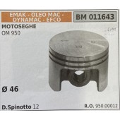 BRUMAR PISTONE COMPLETO EMAK - OLEO MAC - DYNAMAC - EFCO MOTOSEGHE OM 950  Ø 46 D.Spinotto 12  R.O. 950.00012