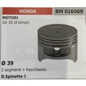 BRUMAR PISTONE COMPLETO HONDA MOTORI GX 35 (4 tempi)  Ø 39 2 segmenti + raschiaolio D. Spinotto 8  R.O. -