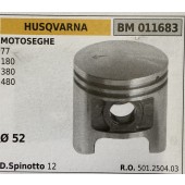 BRUMAR PISTONE COMPLETO HUSQVARNA MOTOSEGHE 77 180 380 480  Ø 52 D. Spinotto 12  R.O. 501.2504.03