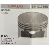 BRUMAR PISTONE COMPLETO KAWASAKI MOTORI FH 381  Ø 65 2 segmenti + raschiaolio D. Spinotto 16  R.O. -
