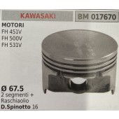 BRUMAR PISTONE COMPLETO KAWASAKI MOTORI FH 451V FH 500V FH 531V  Ø 67.5 2 segmenti + raschiaolio D. Spinotto 16  R.O. -